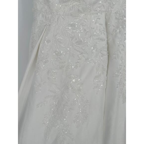 Lulus New! White Beaded Embroidered Strapless Gown Long Slit Bridal Wedding 4 - Picture 7 of 8